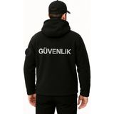 Arthurözel Güvenlik Erkek Kapşonlu Göğüsten Logolu Nakış Işlemeli Polar - Siyah - 2XL