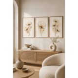 ARTI HOME Çiçek Temalı 3’lü Ahşap Dekoratif Tablo Seti – Minimalist Botanik Duvar Dekoru