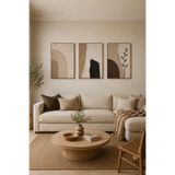 ARTI HOME Soyut Bohem 3’lü Ahşap Dekoratif Tablo Seti – Bej Kahve Minimalist Duvar Dekoru