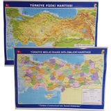 Artı Türkiye Haritası Çift Taraflı Fiziki ve Siyasi 70x100 cm Eğitim Ürünü 1'li