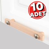 Artı Woods Dolap Kulpu, 10 Adet - Doğal Ahşap Kulp, Cekmece Kulpu, Mutfak Dolap Kulplari - 96mm - Ahşap Rengi
