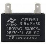 Artico CBB61 3.5 Μf 450V Klima Fan Motor Kondansatörü Kapasitör 2 Uçlu