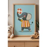 Artiera Sevimli Fil Çocuk Odası ve Bebek Odası Ahşap Çerçeveli Duvar Tablosu - 50 x 70 - Ahşap - Bej