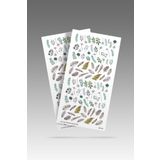 Artikel 2' Li Yapraklar Ve Tüyler Tırnak Dövmesi,Tırnak Tattoo, Nail Art, Tırnak Sticker