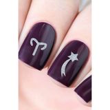Artikel Artikel Gümüş Burçlar Metalik Tırnak Sticker, Nail Sticker, Nail Art