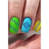 Artikel Artikel Mavi Etnik Çizgiler Metalik Tırnak Sticker, Nail Sticker, Nail Art