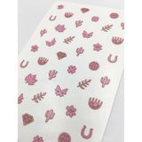 Artikel Artikel Pembe Karışık Şekiller Metalik Tırnak Sticker, Nail Sticker, Nail Art