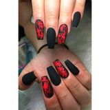 Artikel Kırmızı Renk Transfer Tırnak Dövmesi, Tırnak Sticker, Nail Tattoo, Nail Art - Siyah