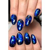 Artikel Lacivert Renk Hologram Desenli Transfer Tırnak Dövmesi, Tırnak Sticker, Nail Tattoo, Nail Art - Mavi