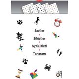 ARTİKEL MDF Montessori Oyunu Eşleştirme Oyun Kartları 4 Adet Tangram Oyun Kartı, Hafıza Kartı