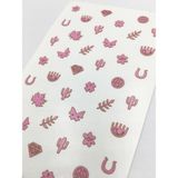 Artikel Pembe Karışık Şekiller Metalik Tırnak Sticker, Nail Sticker, Nail Art