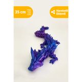 Artimon 3D Store Kristal Ejderha 35 cm Parlak Mavi-Mor Renkli Ejderha | Oyuncak | Figür