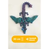 Artimon 3D Store Kristal Kanatlı Ejderha 30 cm Parlak Mor-Yeşil-Mavi Renkli Ejderha | Oyuncak | Figür