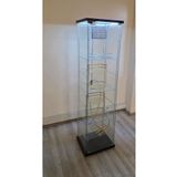 artinoks 7 raflı ledli siyah Cam Vitrin Gümüşlük Büfe Camlı Koleksiyon Vitrini Detolf Teşhirvitrin