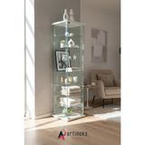 artinoks 7 Raflı Sade Cam Vitrin Beyaz Cam Vitrin Dolap - Camlı Veteriner Vitrini - Cam Veteriner Dolabı