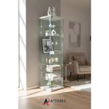 artinoks 7 RAFLI SADE CAM VİTRİN BEYAZ ( Gümüşlük Büfe Camlı Koleksiyon Vitrini Cam Vitrin )