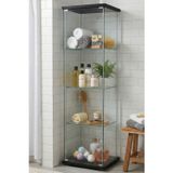 Artinoks Cam Siyah 3 Raflı Sade Kapaklı Düzenleyici Banyo Dolabı Çok Amaçlı Lavabo Malzeme Dolap Havluluk Organizer