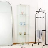 Artinoks Home 3 RAFLI BEYAZ SADE CAMLI VİTRİN (gümüşlük,kitaplık, sunu,sergi vitrini)