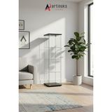Artinoks Home 3 RAFLI SİYAH SADE CAM VİTRİN (gümüşlük,kitaplık, sunu,sergi vitrini) - Siyah