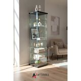 Artinoks Home 7 RAFLI SİYAH SADE CAM VİTRİN (Gümüşlük, Büfe, Koleksiyon, Sunu, Sergi, Kitaplık) - Siyah - Siyah