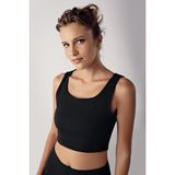 Artış Collection Kalın Askılı Crop Top Fitilli Spor Büstiyer C02 - M - Siyah