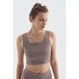 Artış Collection Kalın Askılı Crop Top Fitilli Spor Büstiyer C02 - Vizon - M