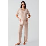 Artış Kısa Kollu Düğmeli Esnek Pamuklu Kumaş Hamile Pijama Takım