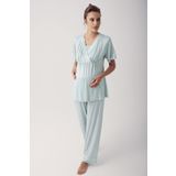 Artış Puantiyeli Kısa Kollu Likralı Viskoz Hamile Pijama Takımı 14206