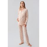 Artış Uzun Kollu Desenli Düğmeli Esnek Pamuklu Hamile Pijama Takım