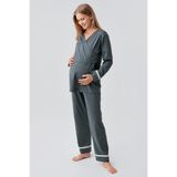 Artış Uzun Kollu Esnek Pamuklu Hamile Pijama Takım