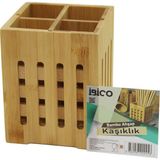 Artisan Cappadocia 4 Bölmeli Büyük - Pencereli KARE=11X11CM Ahşap Bambu Kaşıklık Organizer (5639) - 11 x 11 cm