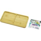 Artisan Cappadocia Dikdörtgen 2 Bölmeli Ahşap Bambu Yağdanlık Altlık Mini Tepsi 12 x 23.4 x 0.8cm (5639) - 12 cm