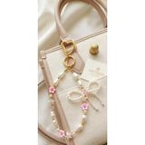 Artisan Chains İnci Boncuklu Çanta Charm'ı, Pembe Çiçekli, Yay ve Yıldız Detaylı, Altın Kalp Klipsli