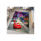 Artisan Home Store Şimşek McQueen Yarış Arabaları Desenli Çocuk Odası Halısı | Cars Temalı Yarış Pisti Erkek Çocuk Kaymaz Dekoratif Oyun Halısı | Kaymaz Taban Oyun Halısı, Yıkanabilir Dijital Baskı Halı