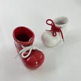 Artistic Quality Dekoratif 2'li Masa Üstü Seramik Kırmızı-Beyaz Türkiye Dekorlu Bot İpli Kalemlik