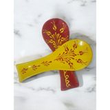 Artistic Quality Dekoratif Tasarım Kirli Kaşık Altlığı, Kaşıklık, Kepçe Altlığı, Çini / Seramik Tamamen El Yapımı - Sarı - Kırmızı
