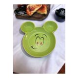 Artistic Quality Eğlenceli Çocuk Gülen Yüz Emojili Mama, Yemek, Kahvaltı Ve Pasta Tabağı 1 Adet Yeşil