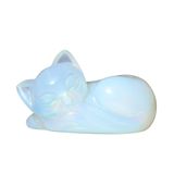 Artistone Uyuyan Kedi Heykeli Opalite Şifalı Kristaller El Oyması Sevimli Kedi Heykelciği, 4,14 cm Endişe Taşı Anksiyete Relif Ev Masa Dekoru Hayvan Heykelcik (Opalite)