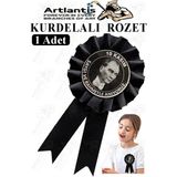 Artlantis 10 Kasım Atatürk Kurdelalı Rozet 1 Adet Siyah Yaka Rozeti Çocuk Bayram Etkinlik 15 cm Kokart - Standart