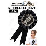 Artlantis 10 Kasım Atatürk Kurdelalı Rozet 1 Adet Siyah Yaka Rozeti Çocuk Bayram Etkinlik 15 cm Kokart