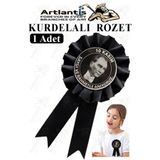 Artlantis 10 Kasım Atatürk Kurdelalı Rozet 1 Adet Siyah Yaka Rozeti Çocuk Bayram Etkinlik 15 cm Kokart