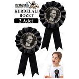 Artlantis 10 Kasım Atatürk Kurdelalı Rozet 2 Adet Siyah Yaka Rozeti Çocuk Bayram Etkinlik 15 cm Kokart