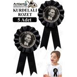 Artlantis 10 Kasım Atatürk Kurdelalı Rozet 5 Adet Siyah Yaka Rozeti Çocuk Bayram Etkinlik 15 cm Kokart - Standart