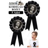 Artlantis 10 Kasım Atatürk Kurdelalı Rozet 5 Adet Siyah Yaka Rozeti Çocuk Bayram Etkinlik 15 cm Kokart