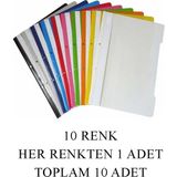Artlantis 10 Renk Telli Dosya Seti 1 Paket 10 Lu Telli Dosya Okul Büro Ofis - Renkli - Standart - A4
