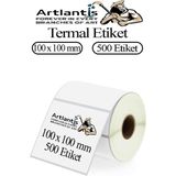 Artlantis 100X100 mm Barkod Etiketi Yapışkanlı 1 Adet Rulo Etiket Termal Barkot Terazi Etiketi 500 Lü Barkod Yazıcılara 10X10CM