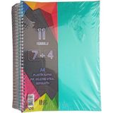 Artlantis 11 Konulu 225 Yaprak 7 Kareli + 4 Çizgili Plastik Kapak Seperatörlü Yeşil Spiralli Defter