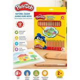 Artlantis 12 Li Jumbo Kuru Boya Kalemi Naturel Karton Kutu 1 Paket Play-Doh Kalın 12 Renk Jumbo Kuruboya Tam Boy Renkli Kalem