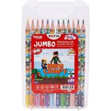 Artlantis 12 Li Jumbo Kuru Boya Kalemi Plastik Kutu 1 Paket Fatih Mini Craft Figürlü 12 Renk Kalın Kuruboya Tam Boy Renkli Kalem - Standart