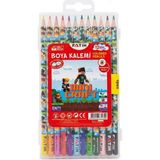 Artlantis 12 Li Kuru Boya Kalemi Plastik Kutu 1 Paket Fatih Mini Craft Figürlü 12 Renk Kuruboya Tam Boy Renkli Kalem - Standart